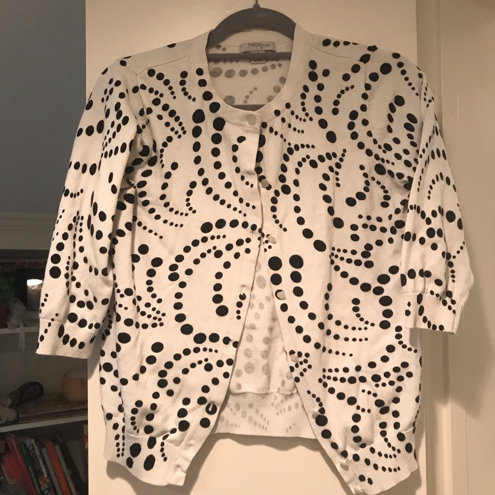 3/4 sleeve polka dot cardigan
